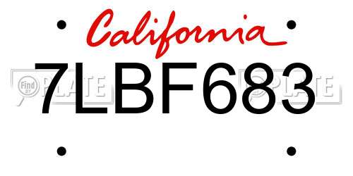 7LBF683 California License Plate