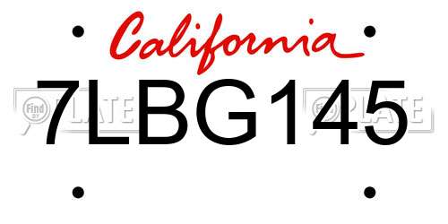 7LBG145 California License Plate