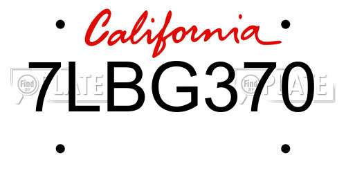 7LBG370 California License Plate