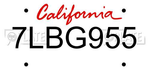 7LBG955 California License Plate