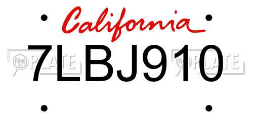 7LBJ910 California License Plate
