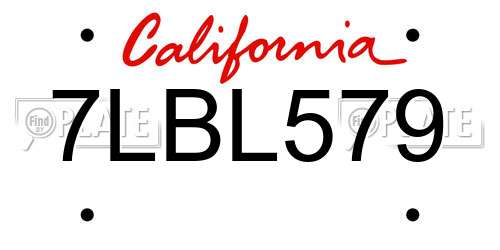 7LBL579 California License Plate