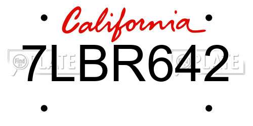 7LBR642 California License Plate