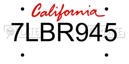 7LBR945 California License Plate