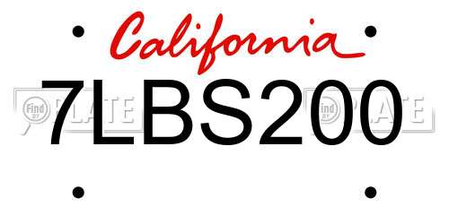 7LBS200 California License Plate