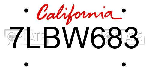 7LBW683 California License Plate