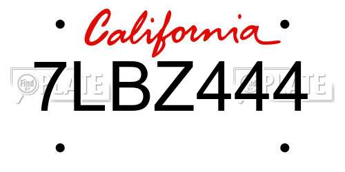 7LBZ444 California License Plate