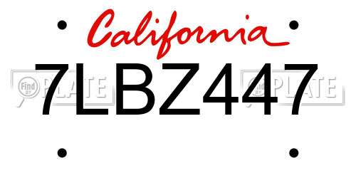 7LBZ447 California License Plate