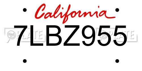7LBZ955 California License Plate
