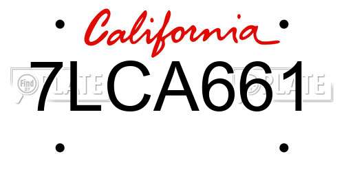 7LCA661 California License Plate