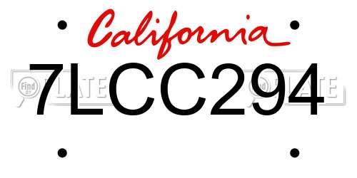 7LCC294 California License Plate
