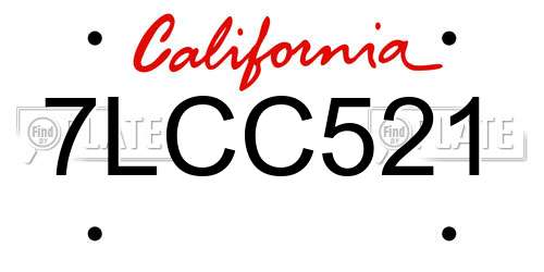 7LCC521 California License Plate