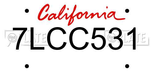 7LCC531 California License Plate