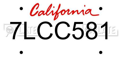 7LCC581 California License Plate