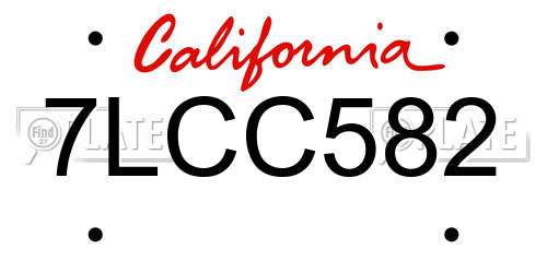 7LCC582 California License Plate