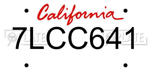 7LCC641 California License Plate