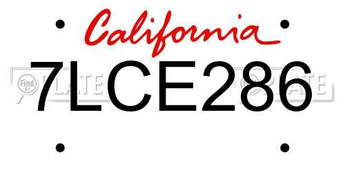 7LCE286 California License Plate