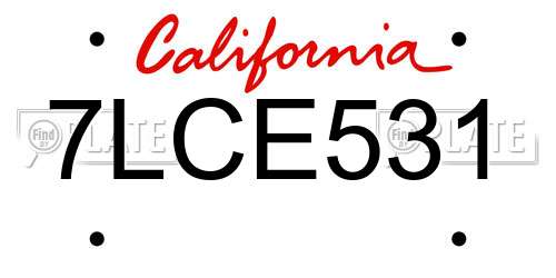 7LCE531 California License Plate