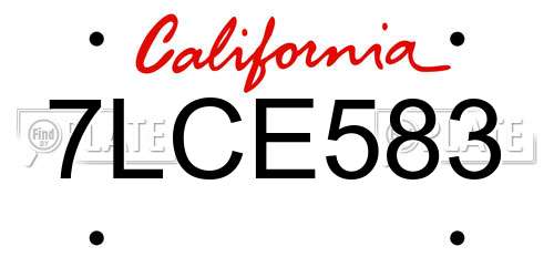 7LCE583 California License Plate