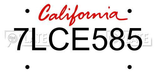 7LCE585 California License Plate