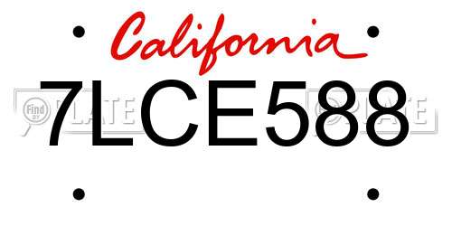 7LCE588 California License Plate