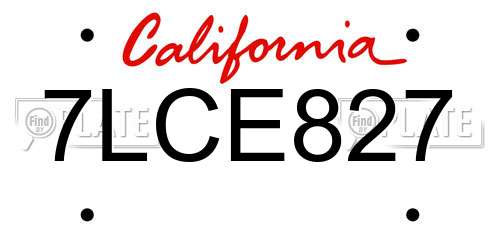7LCE827 California License Plate