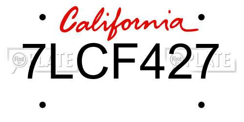 7LCF427 California License Plate