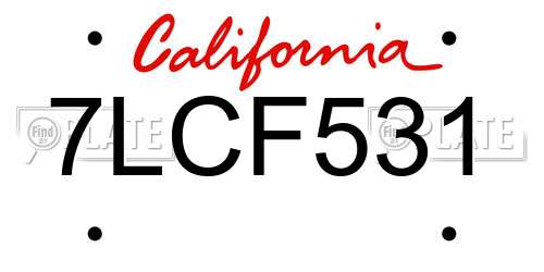 7LCF531 California License Plate