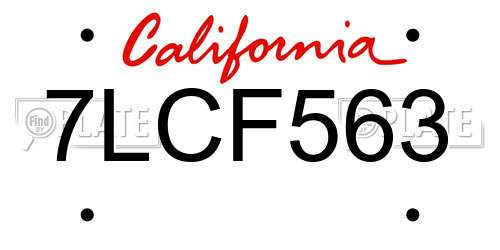 7LCF563 California License Plate