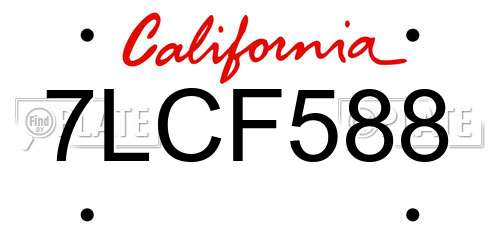 7LCF588 California License Plate