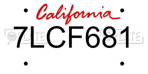 7LCF681 California License Plate