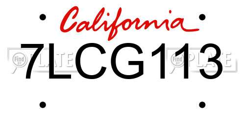7LCG113 California License Plate