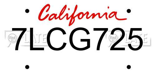 7LCG725 California License Plate