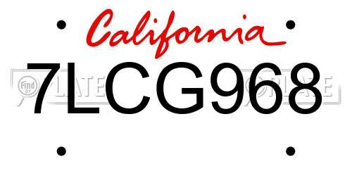 7LCG968 California License Plate