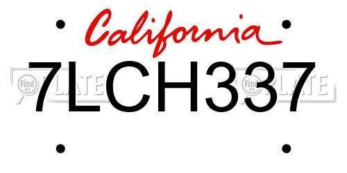 7LCH337 California License Plate