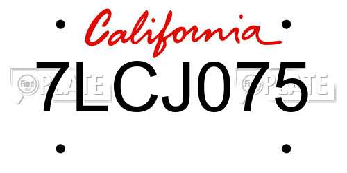 7LCJ075 California License Plate
