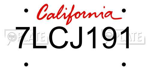 7LCJ191 California License Plate