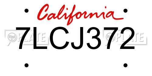 7LCJ372 California License Plate