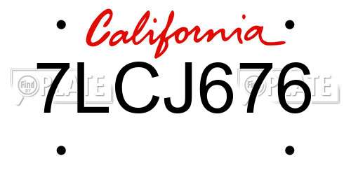 7LCJ676 California License Plate