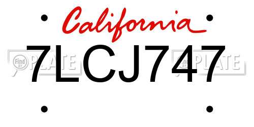 7LCJ747 California License Plate