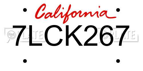 7LCK267 California License Plate