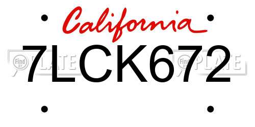 7LCK672 California License Plate