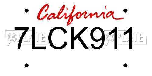 7LCK911 California License Plate
