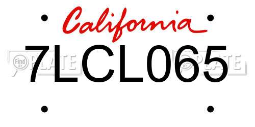 7LCL065 California License Plate