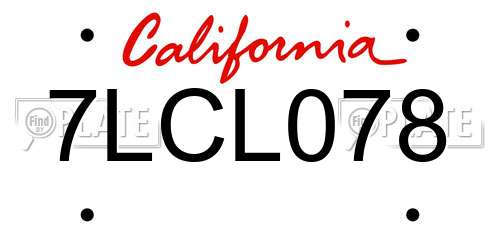 7LCL078 California License Plate