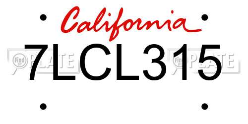 7LCL315 California License Plate