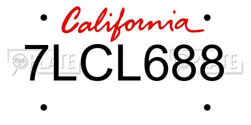 7LCL688 California License Plate