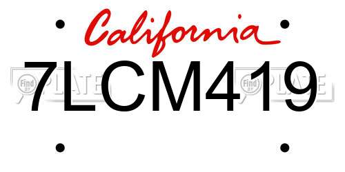 7LCM419 California License Plate