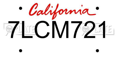 7LCM721 California License Plate