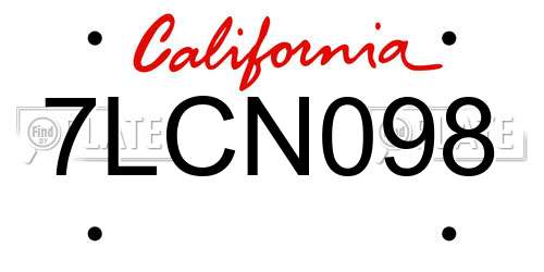 7LCN098 California License Plate